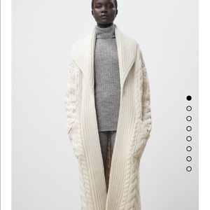 Zara long knit cable coat